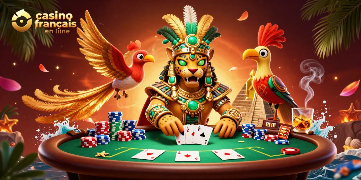 Jouez au casino français en ligne et remportez des gains avec ce prêtre jaguar et son oiseau !