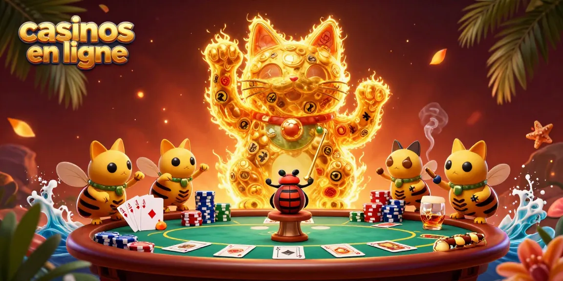 Jouez dans les casinos en ligne avec une illustration captivante de symboles de chance.