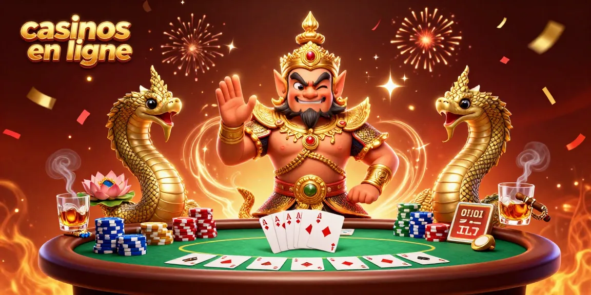Illustration d'un jeu de casino mettant en scène des personnages autour d'une table de poker dans les casinos en ligne.