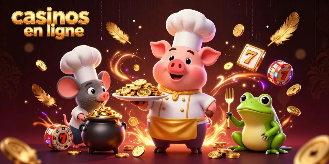 Gagnez de l'argent avec les casinos en ligne grâce à un chef cartoon servant des pièces d'or.