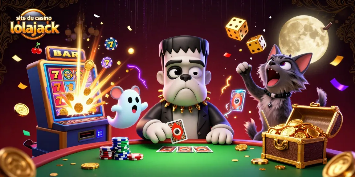 Profitez du site du casino lolajack avec un bulldog Frankenstein et des éléments de jackpot captivants.