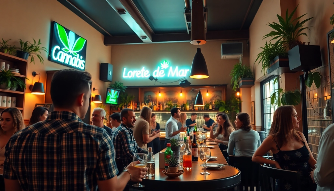 Experience enjoyment at cannabis clubs Lloret de Ma with patrons socializing in vibrant settings.