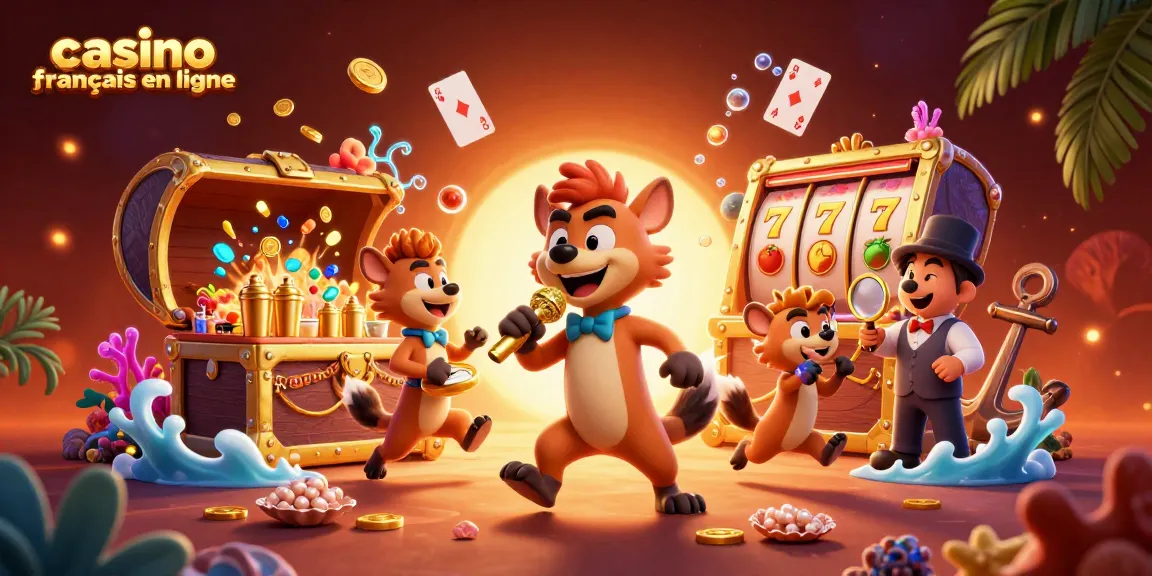 Les hyènes animées gèrent un casino français en ligne avec humour, feux d'artifice et trésors marins.