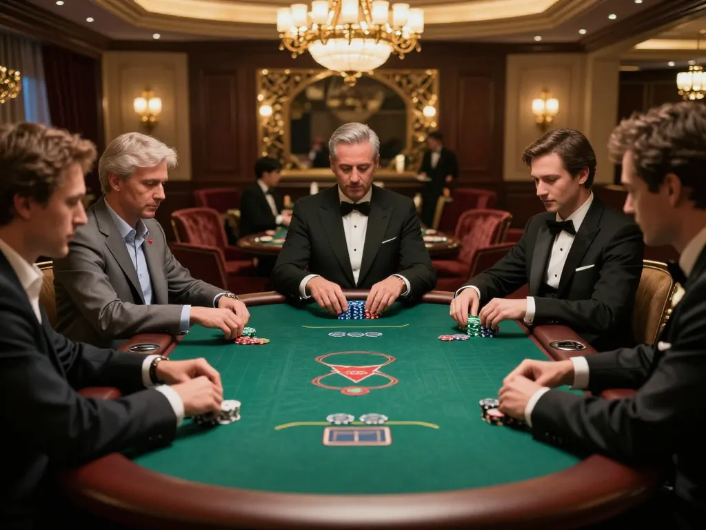 uu88 players engaged in an intense poker game in a high-roller casino setting