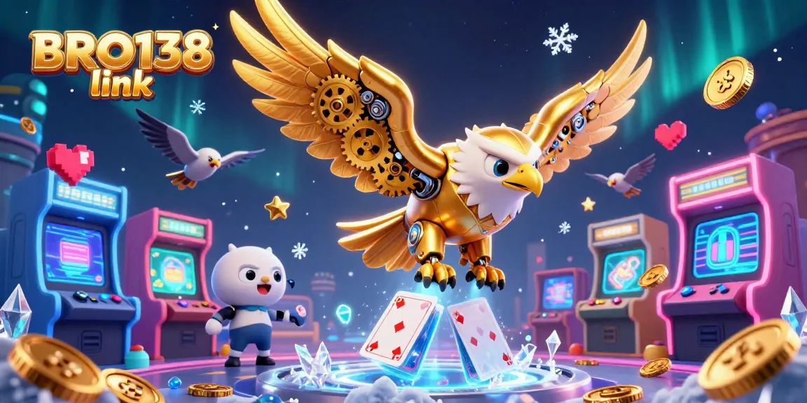 Experience the thrill of gambling with BRO138 link in this dynamic 3D casino illustration.