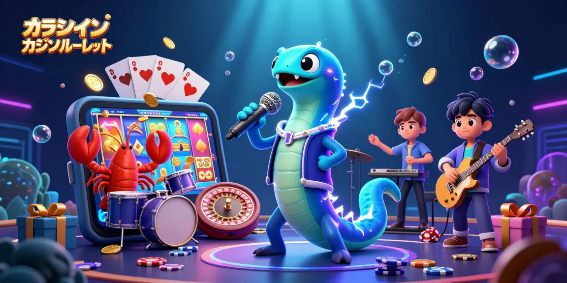 オンラインカジノルーレットでのルーレット演奏を楽しむ3Dキャラクターたち