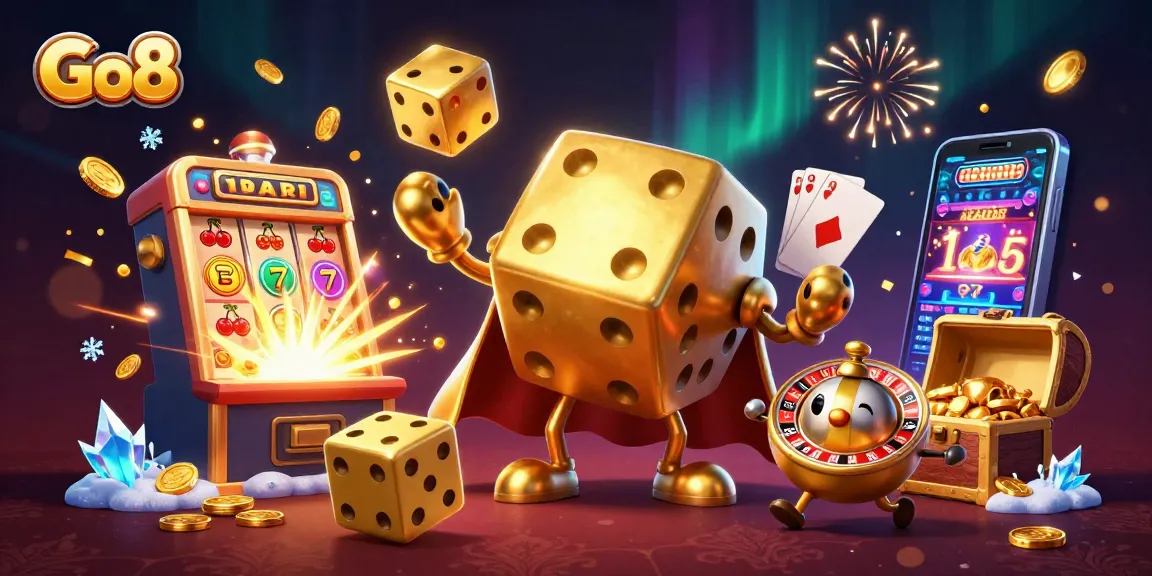 Explore exciting gameplay at Go8, where a dazzling 3D casino scene captivates with colorful elements.