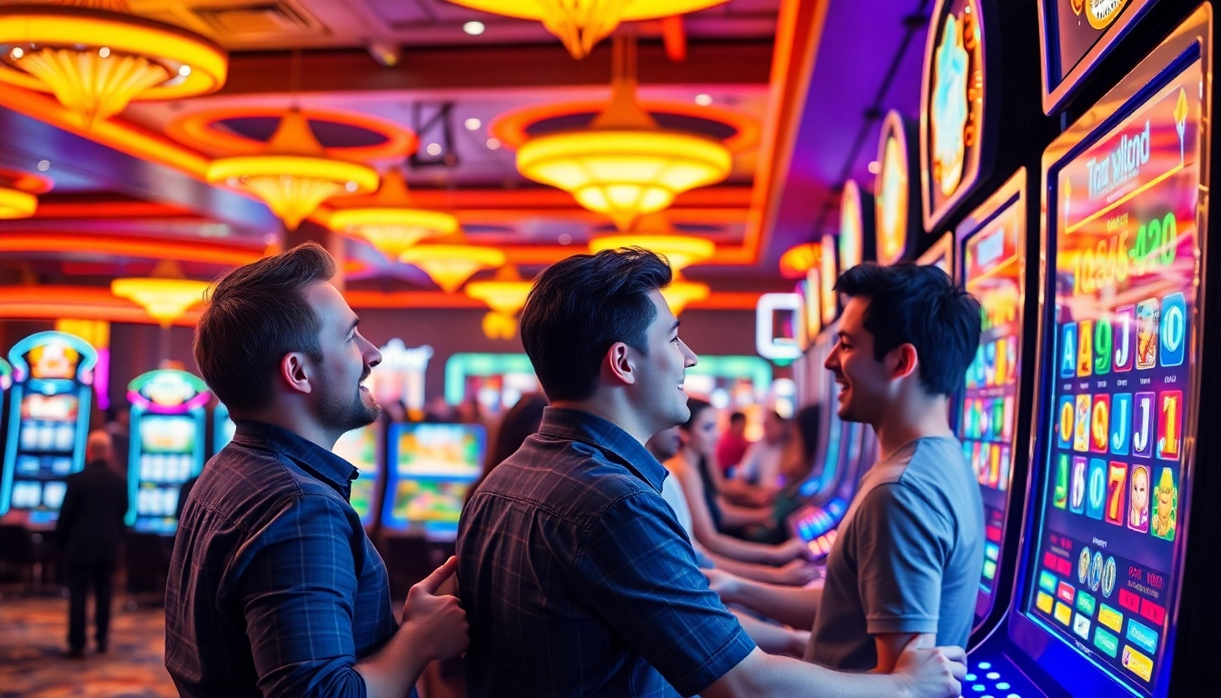 Engaged players enjoying the excitement of the platform slot online at a vibrant casino.