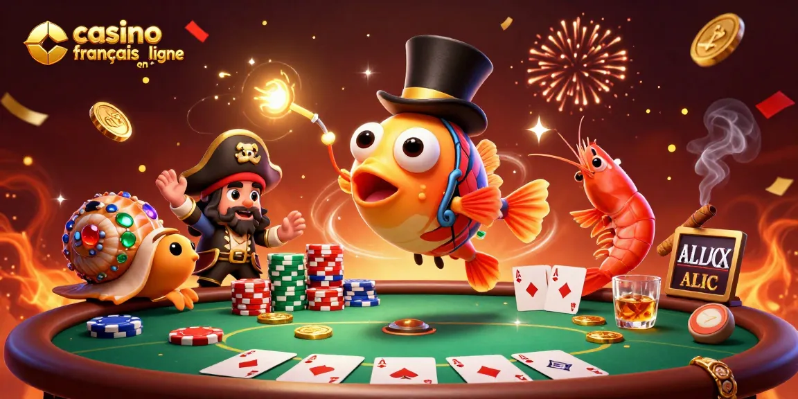 Jouez à des jeux captivants au casino français en ligne avec des poissons sous-marins animés en illustration 3D.