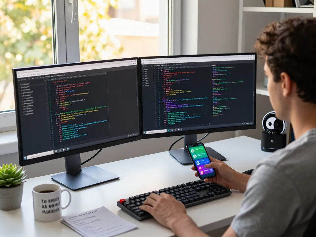 Clawdbot AI in a modern workspace setting showing automation and coding activities.