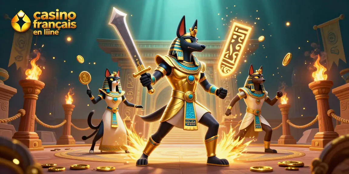 Jouez au casino français en ligne avec Anubis et Bastet dans un monde vibrant et dynamique.