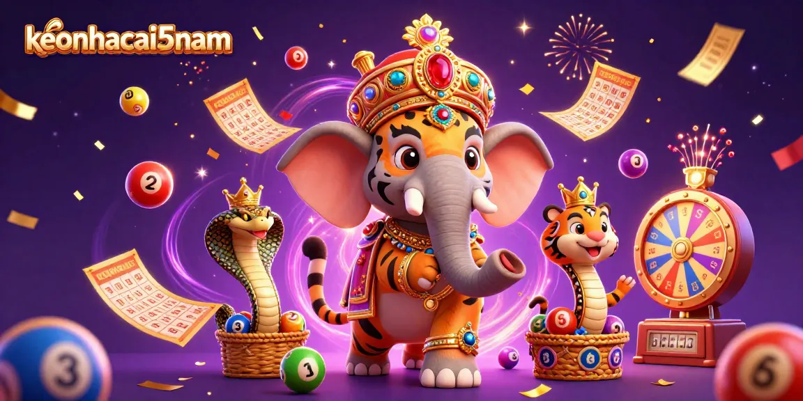 Engage with exciting action at keonhacai5nam featuring vibrant lottery elements and whimsical characters.