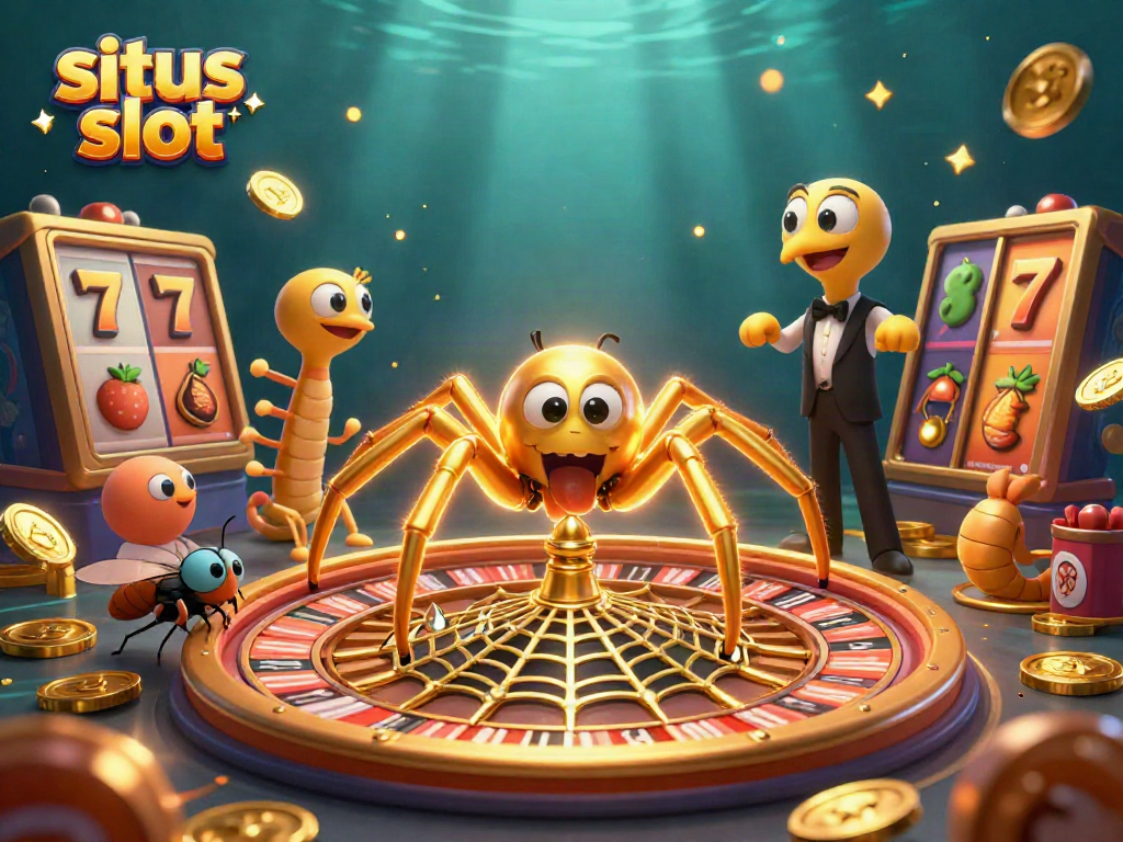 Experience the excitement of situs slot with a golden spider, croupier centipede, and dynamic game elements.