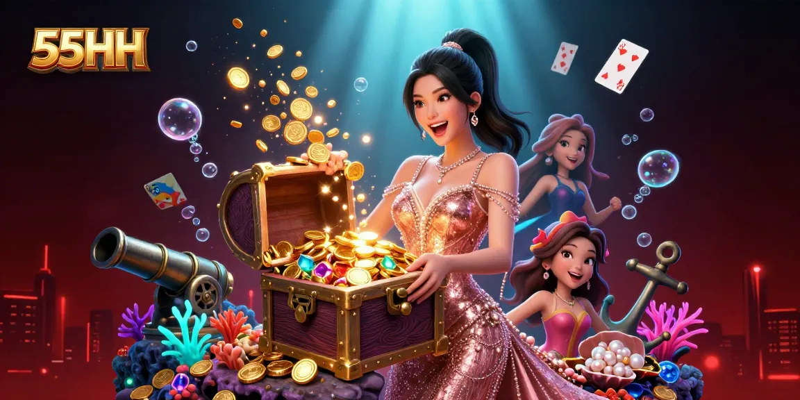 Experience thrilling gameplay at 55HH with vibrant treasures and captivating casino atmosphere.