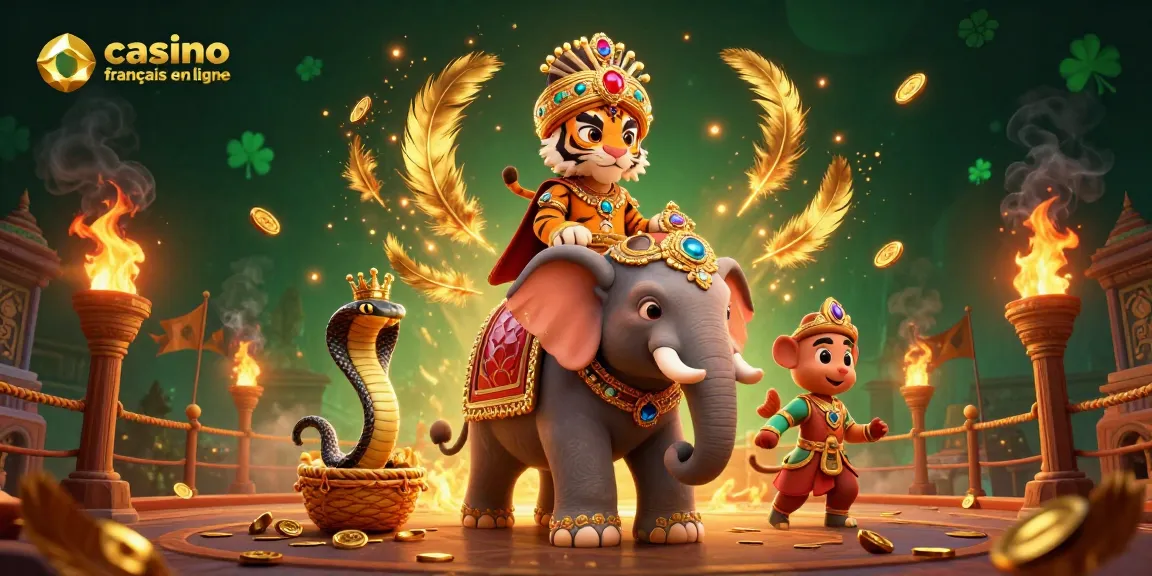 Profitez d'une expérience captivante dans un casino français en ligne avec un tigre maharaja, un éléphant précieux et un cobra royal.