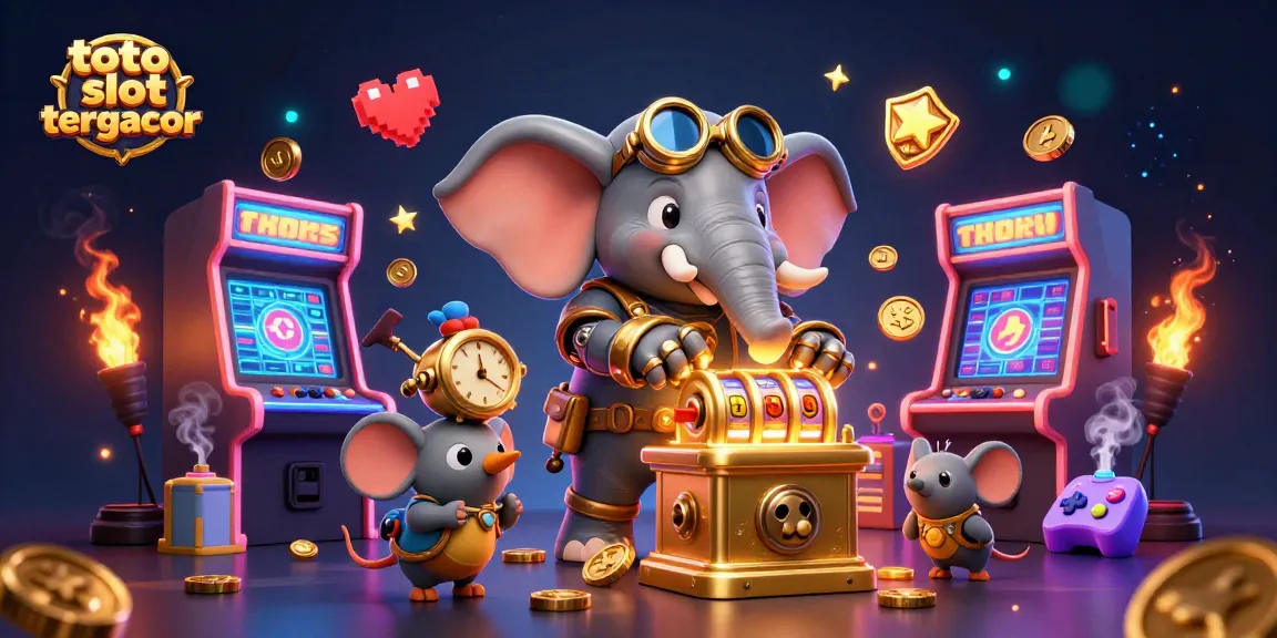 Experience thrilling jackpots at toto slot tergacor with a vibrant 3D casino scene showcasing unique characters and slot game elements.