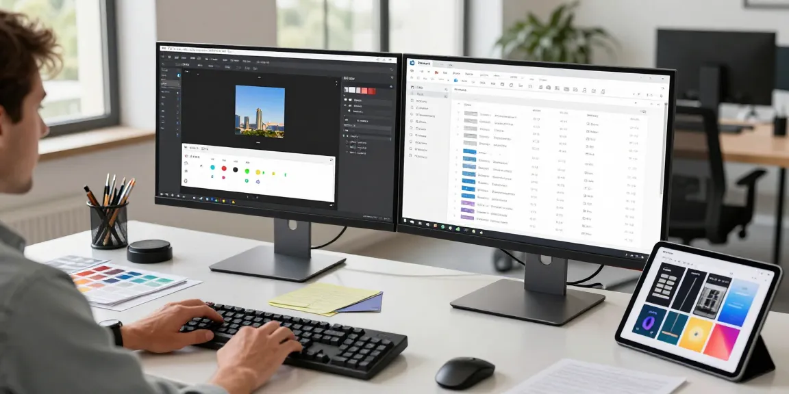 Efficient workspace featuring the 截图工具 Snipaste in use, with dual monitors displaying screenshots and project management tools.