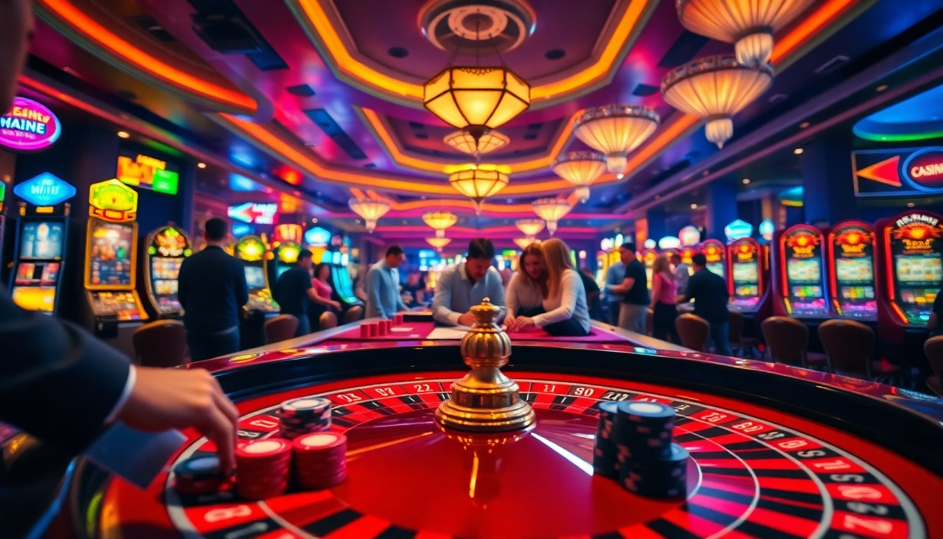 Engage with the thrilling atmosphere of a Non gamstop casino, featuring vibrant games and excited players.