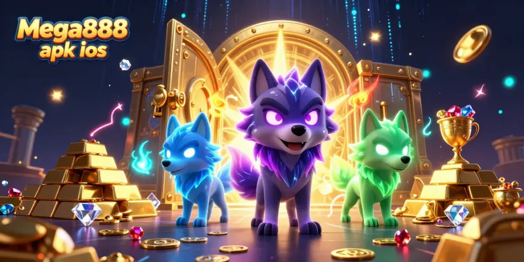 Play exciting casino slots with mega888 apk ios featuring ghostly wolf pack and treasure.