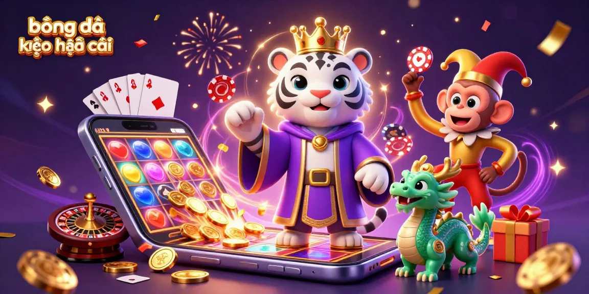 Experience bóng đá kèo nhà cái with a vibrant 3D illustration showcasing exciting gaming elements.