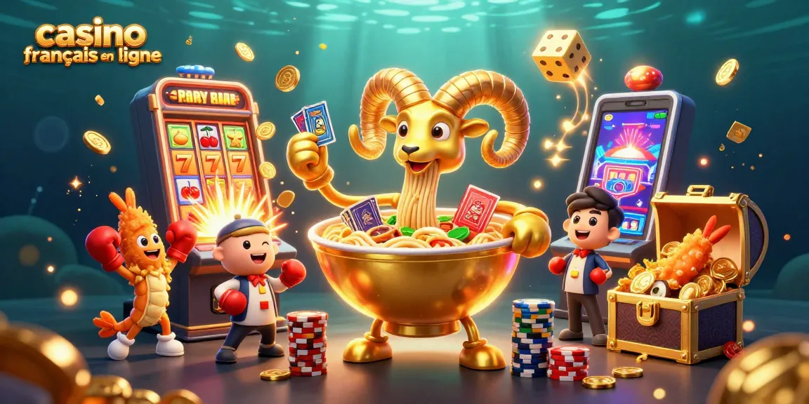 Le géant bol de ramen en or au casino français en ligne distribue des cartes et des jetons.