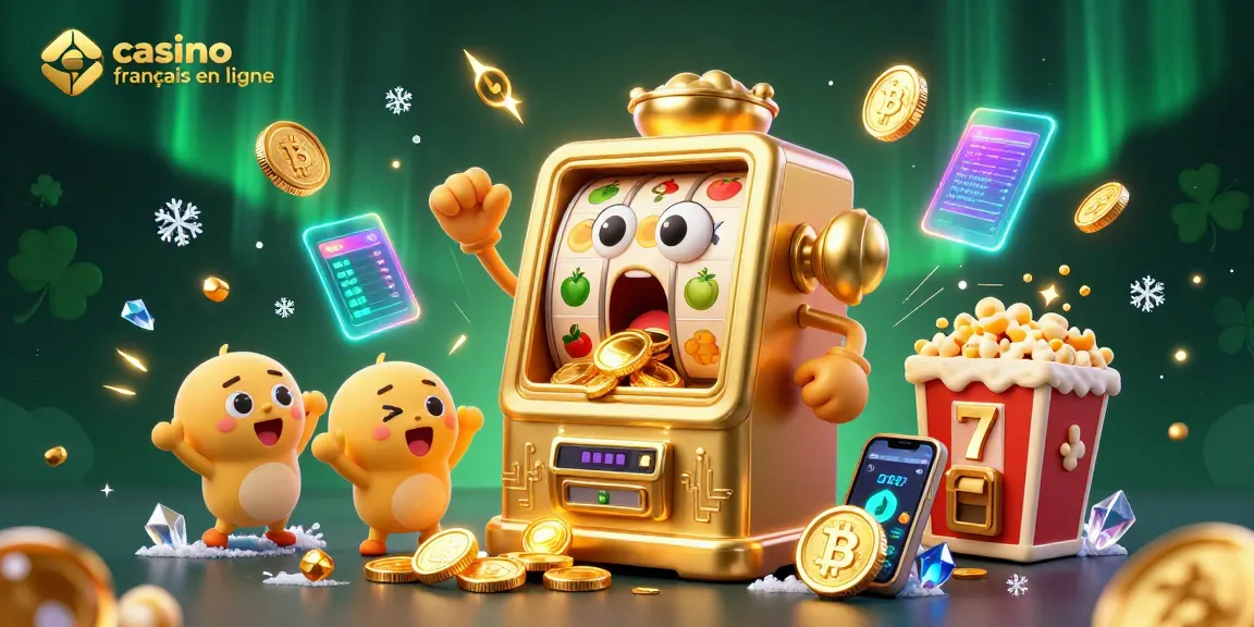Regardez la machine à sous dorée qui remporte un jackpot sur un casino français en ligne avec enthousiasme.
