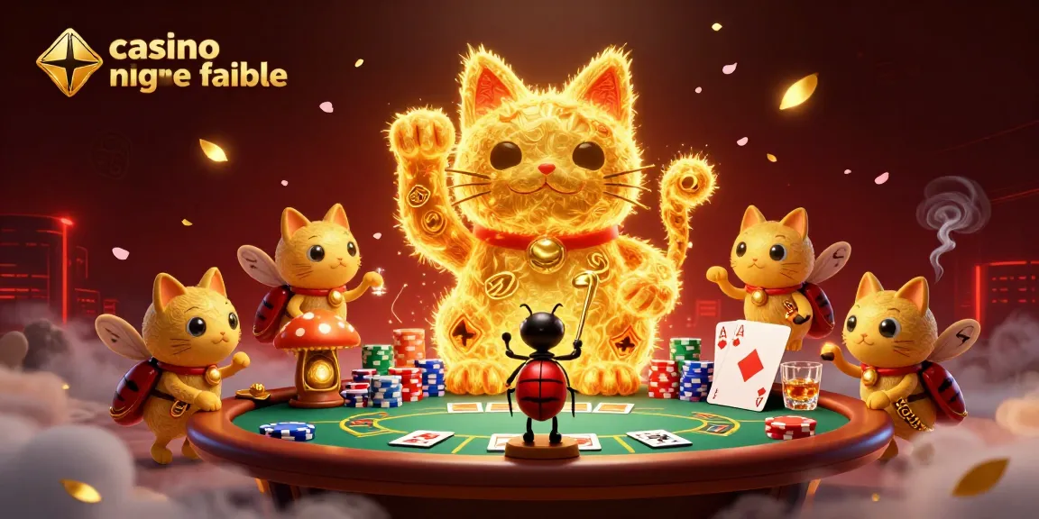 Découvrez le casino en ligne fiable avec des symboles de casino illuminés et des éléments de poker animés.