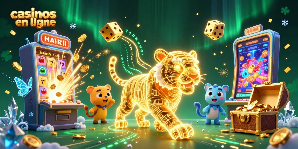 Découvrez les casinos en ligne avec un tigre lumineux et des machines à sous emblématiques.