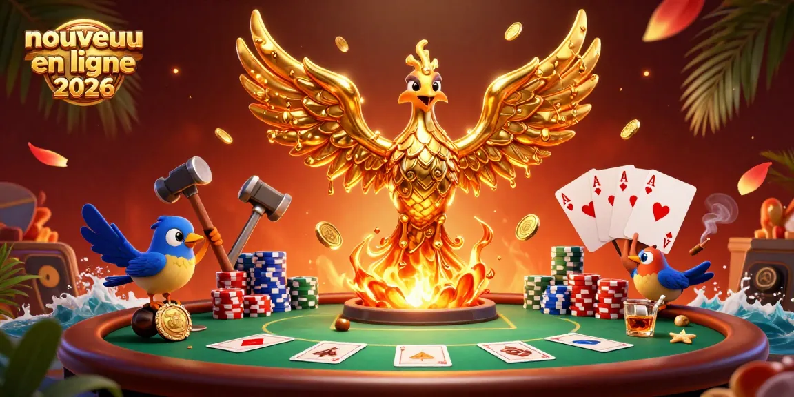 Découvrez les jeux captivants du nouveau casino en ligne 2026 avec un phoenix doré qui émet des pièces.