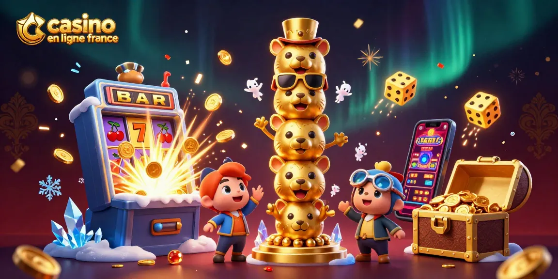 Jouer au casino en ligne France avec ce totem en or et des machines à sous éclatées.